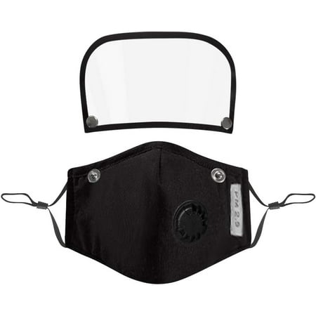 1PC Kids Children Boys Girls Washable Reusable Face Guard Protection Covers With Filter And Detachable Eye Shield+2 Filters Black
